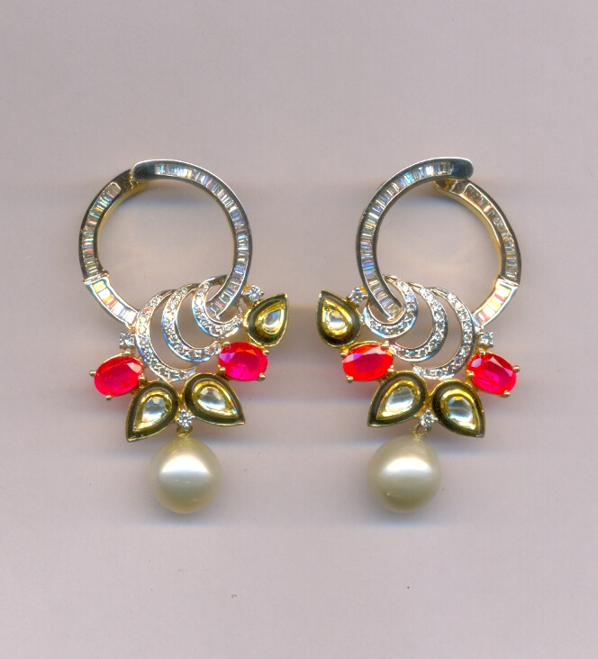 DIAMOND EARRING POLKI