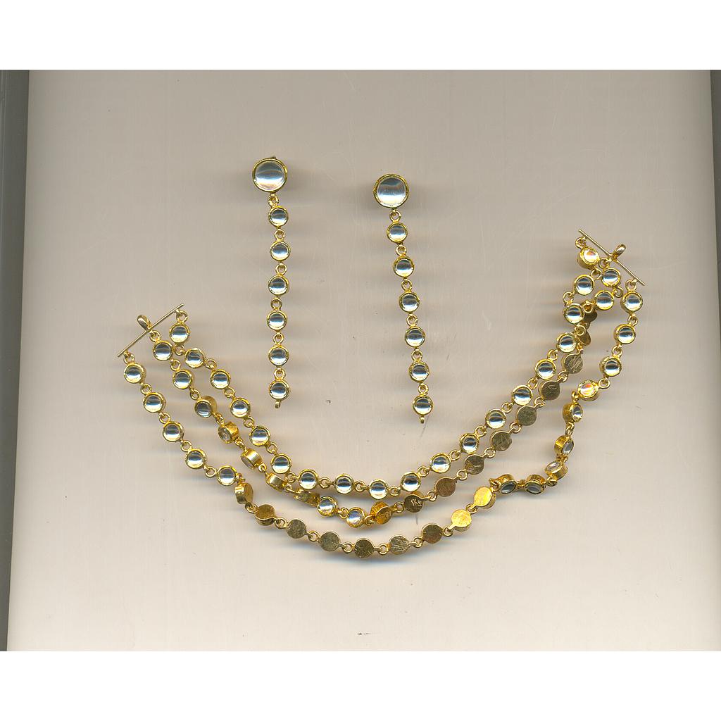 GOLD HALF SET ROUND KUNDAN FANCY