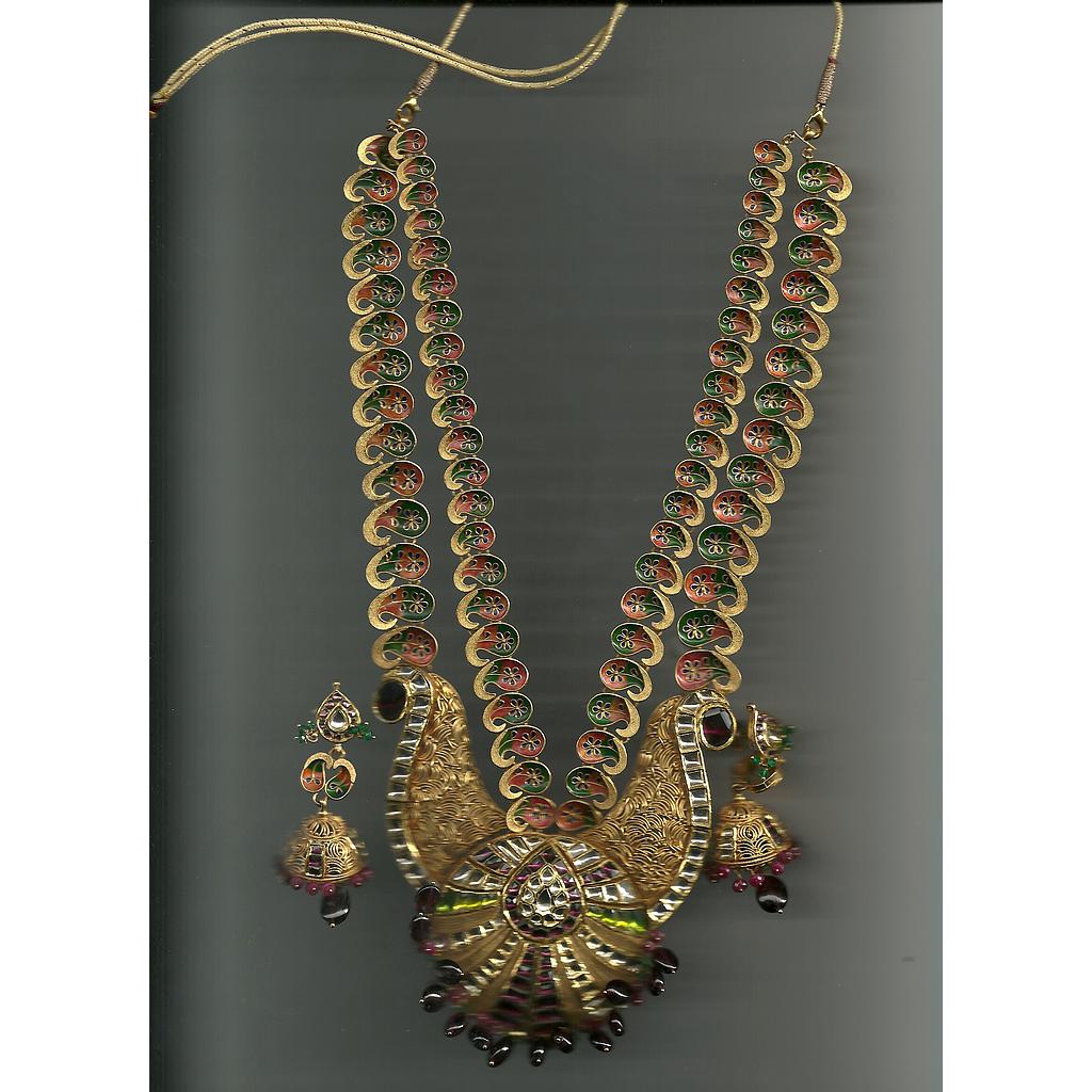 GOLD HALF SET LONG KUNDAN FANCY