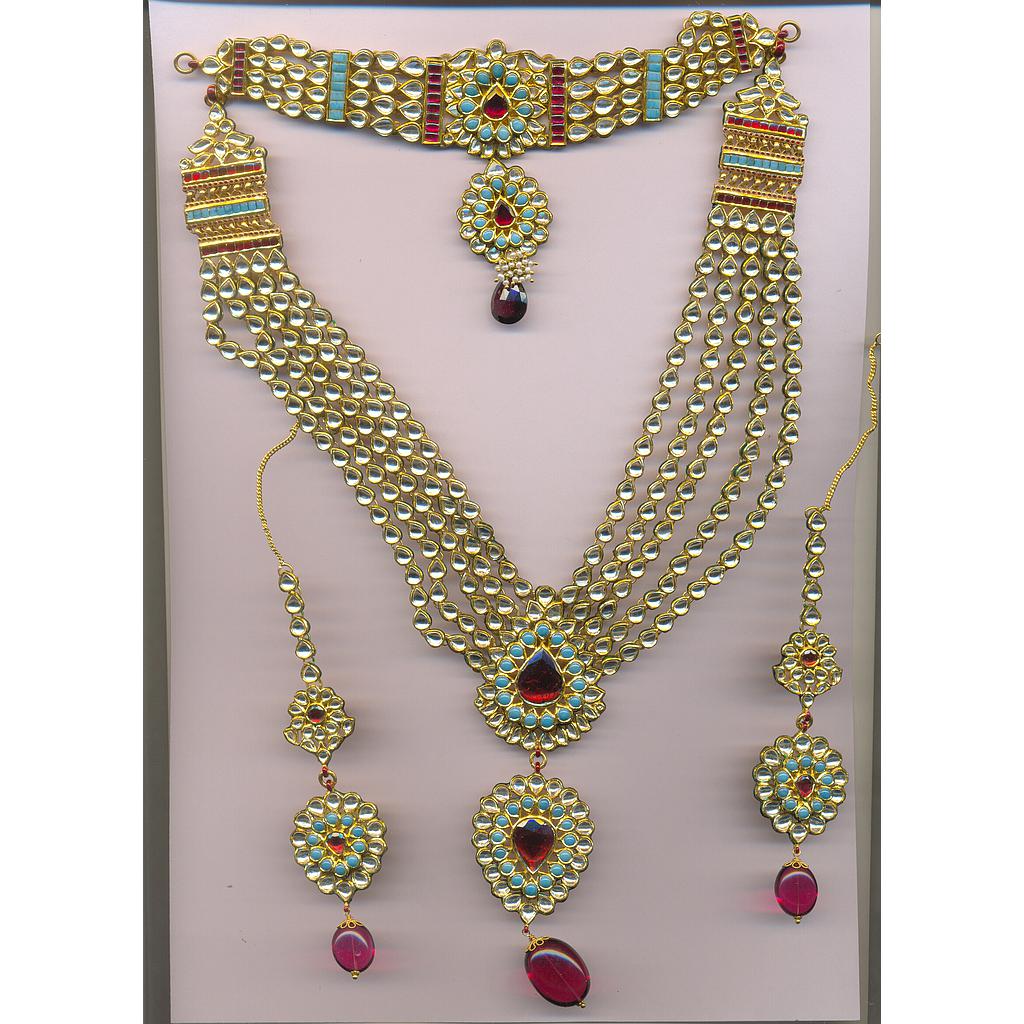 GOLD HALF SET LONG KUNDAN FANCY