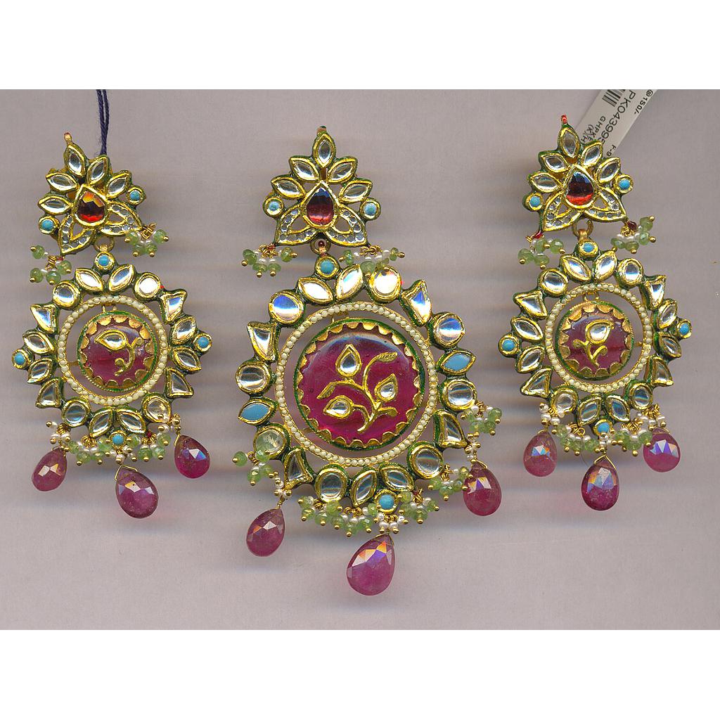 GOLD HALF SET PENDENT KUNDAN EXCLUSIVE