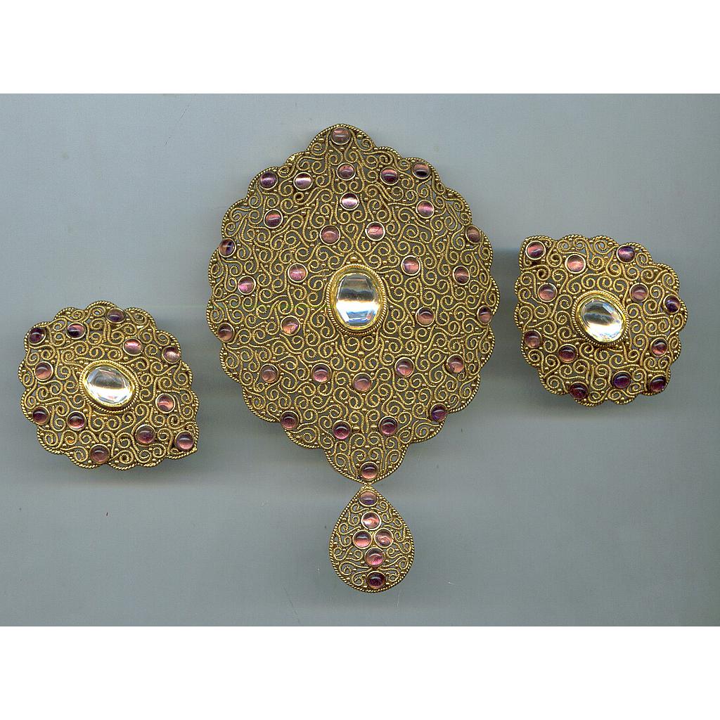 GOLD HALF SET PENDENT KUNDAN EXCLUSIVE