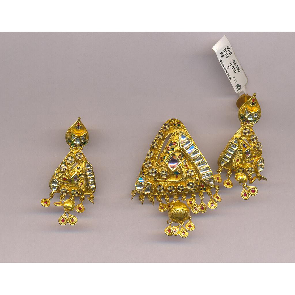 GOLD HALF SET PENDENT KUNDAN FANCY