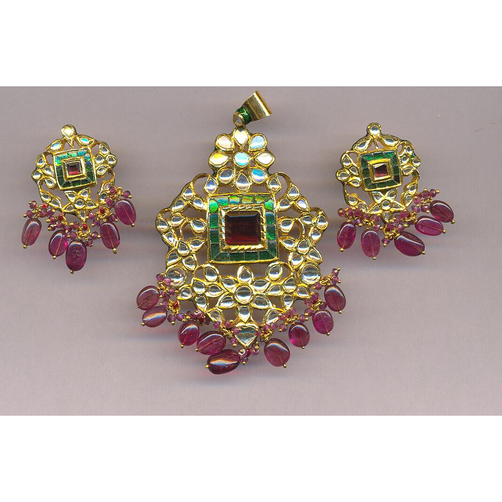 GOLD HALF SET PENDENT KUNDAN GENERAL