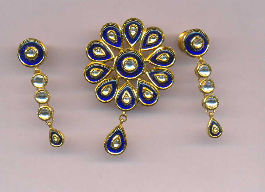GOLD HALF SET PENDENT KUNDAN GENERAL