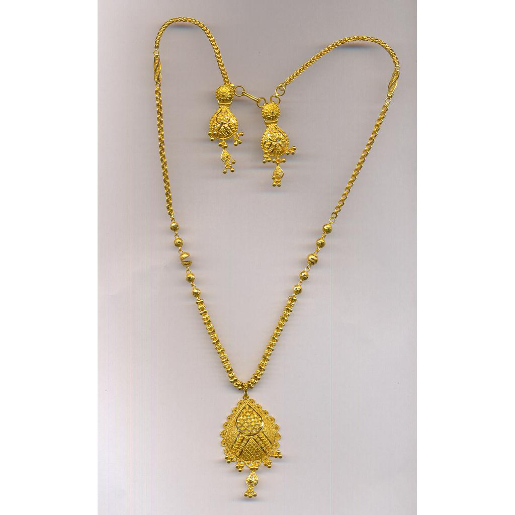 GOLD HALF SET PENDENT PLAIN FANCY