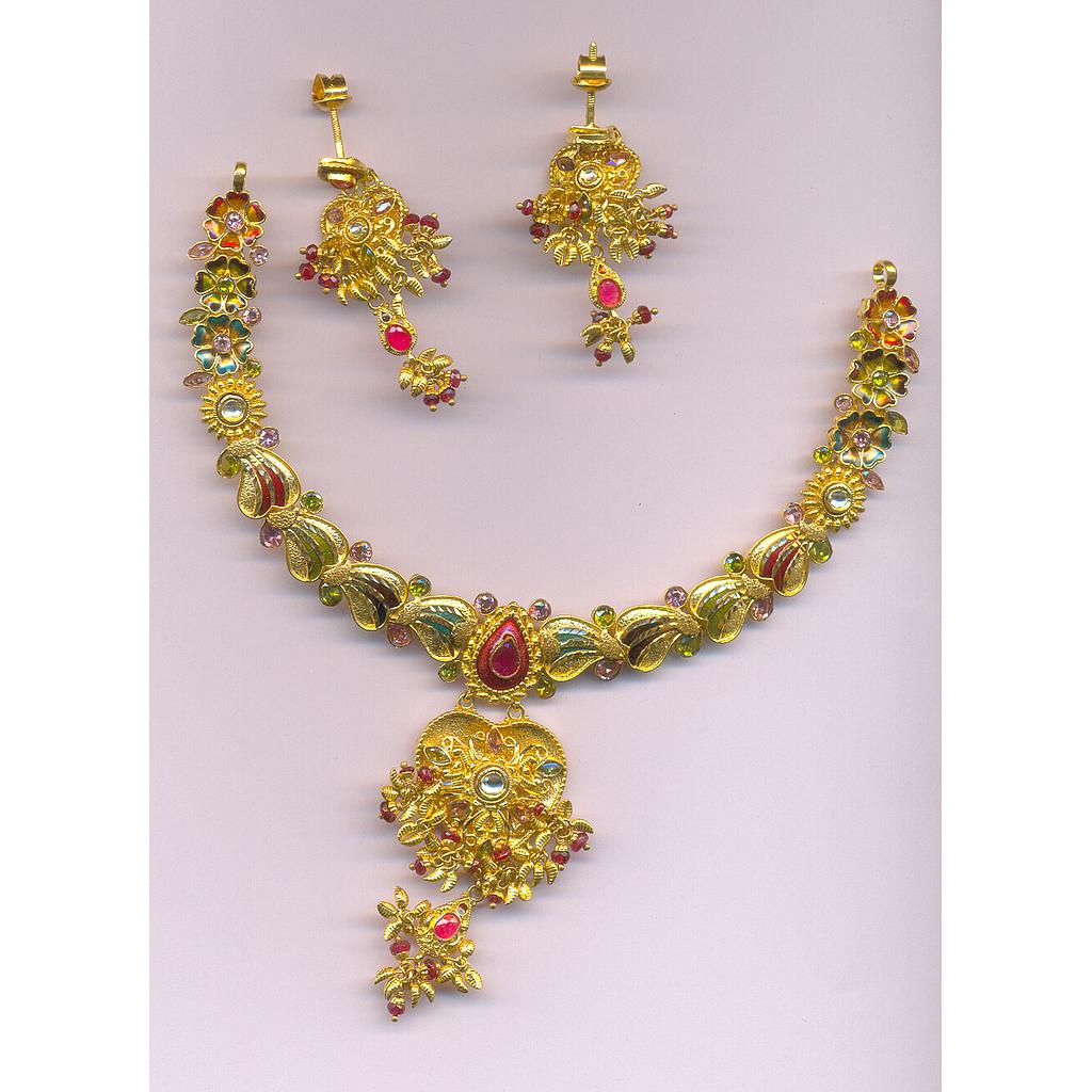 GOLD HALF SET ROUND KUNDAN