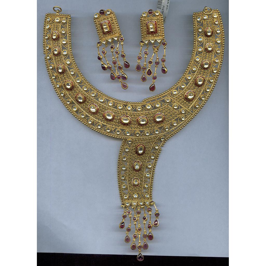 GOLD HALF SET ROUND KUNDAN EXCLUSIVE