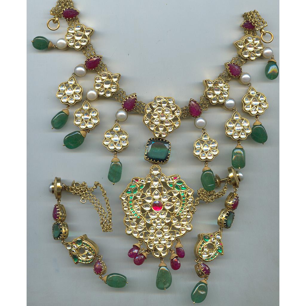 GOLD HALF SET ROUND KUNDAN EXCLUSIVE