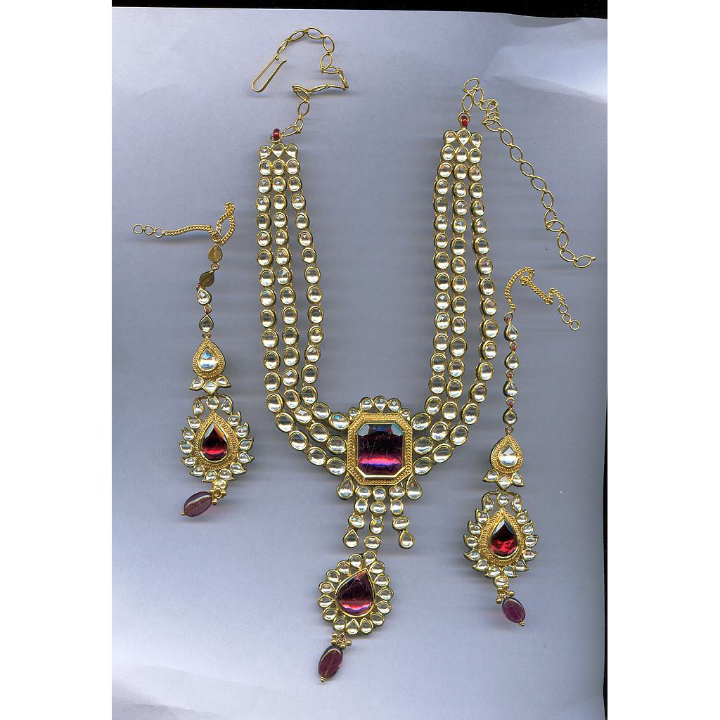 GOLD HALF SET ROUND KUNDAN EXCLUSIVE