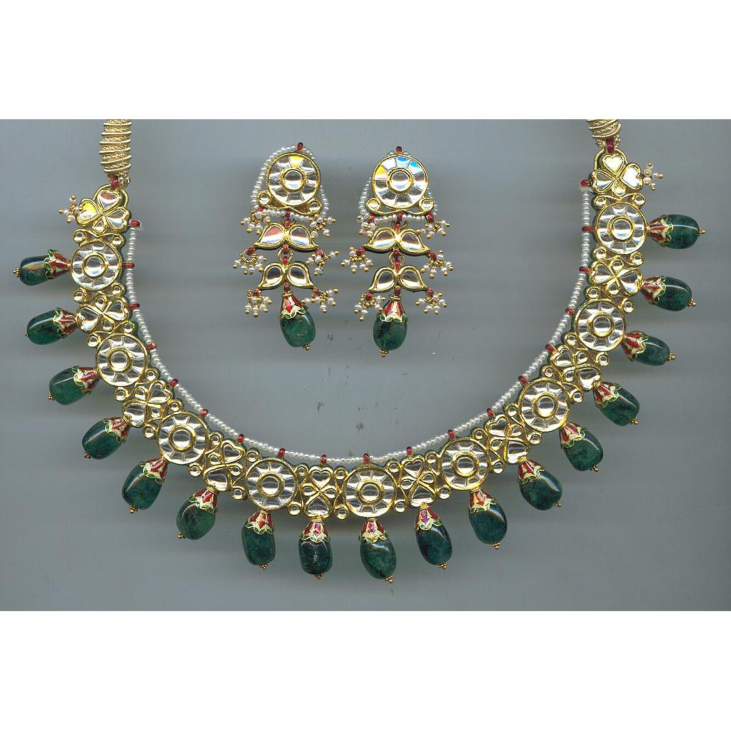 GOLD HALF SET ROUND KUNDAN EXCLUSIVE