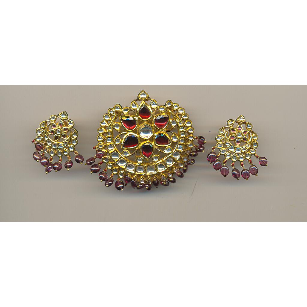 GOLD HALF SET ROUND KUNDAN EXCLUSIVE