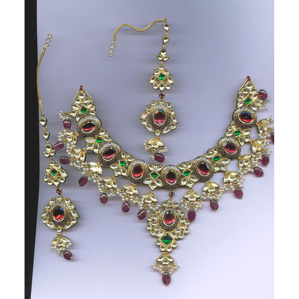 GOLD HALF SET ROUND KUNDAN EXCLUSIVE