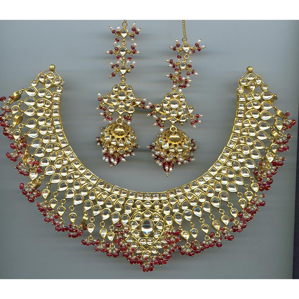 GOLD HALF SET ROUND KUNDAN EXCLUSIVE