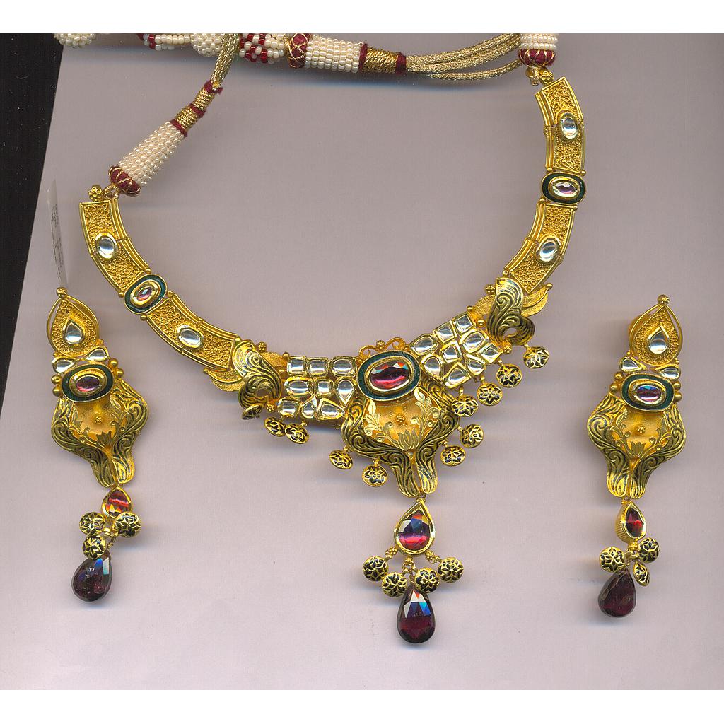 GOLD HALF SET ROUND KUNDAN EXCLUSIVE