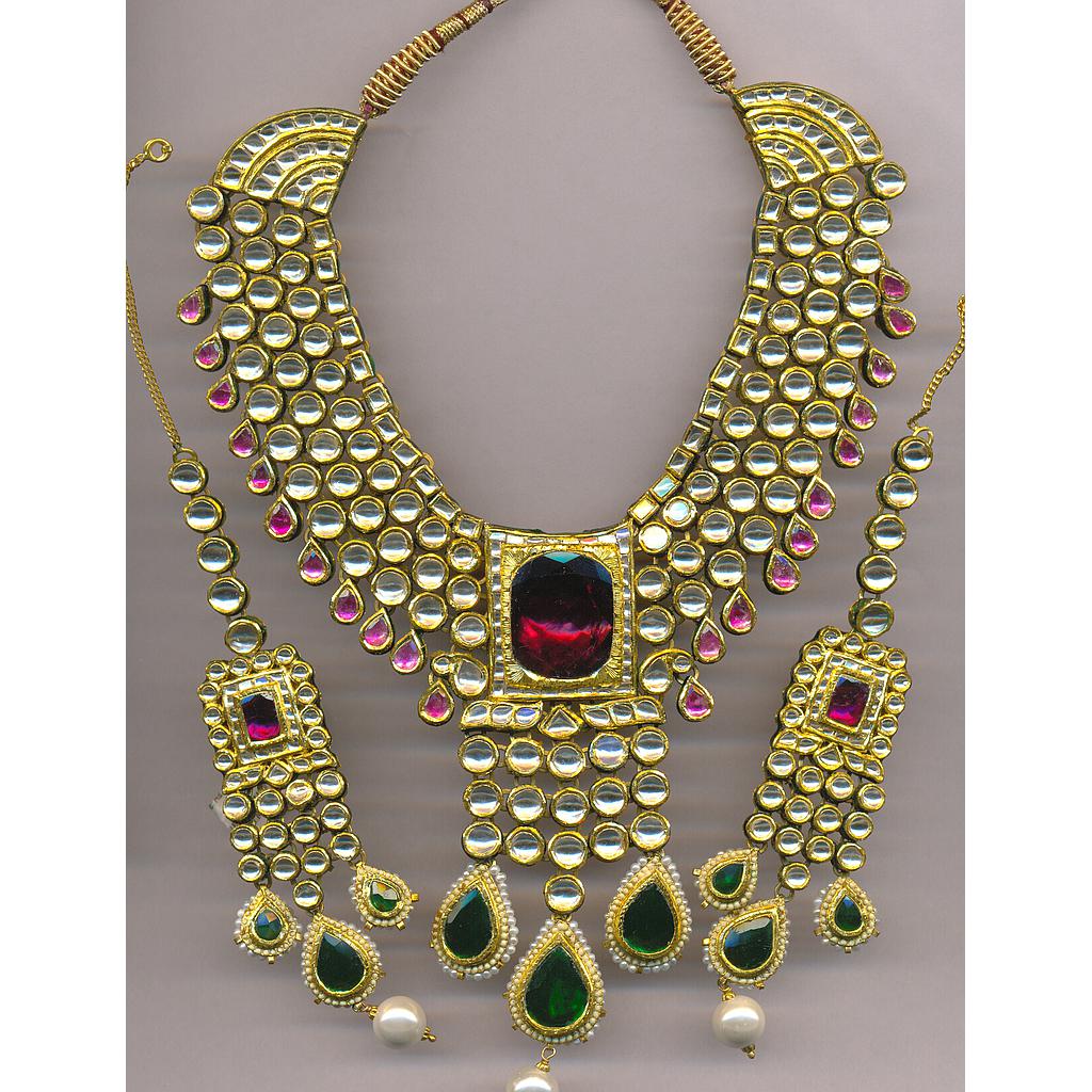 GOLD HALF SET ROUND KUNDAN EXCLUSIVE