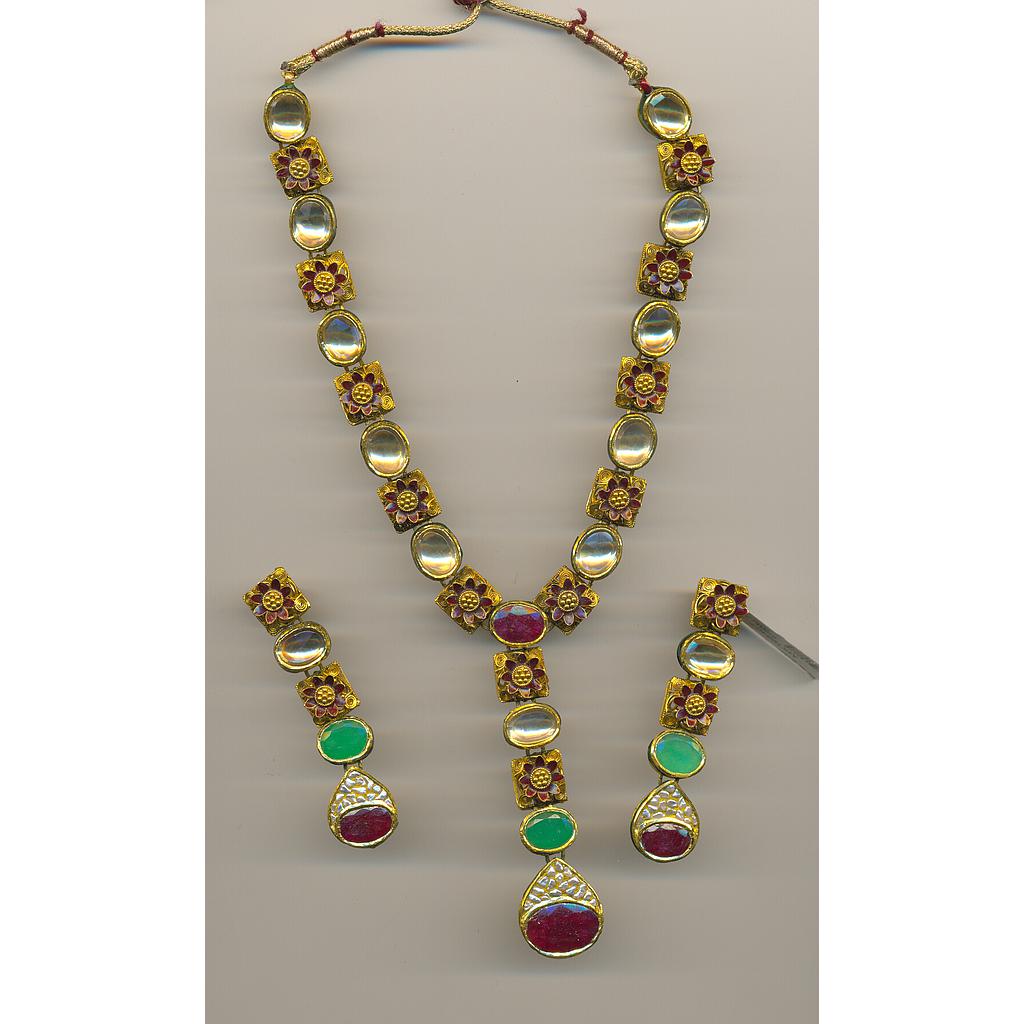 GOLD HALF SET ROUND KUNDAN EXCLUSIVE