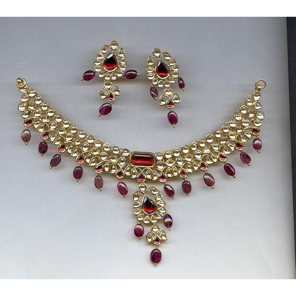 GOLD HALF SET ROUND KUNDAN EXCLUSIVE