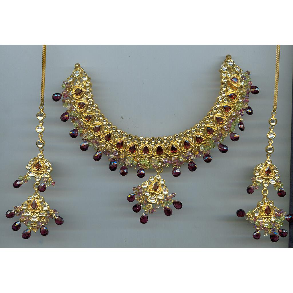 GOLD HALF SET ROUND KUNDAN EXCLUSIVE