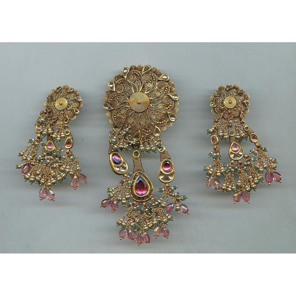 GOLD HALF SET ROUND KUNDAN EXCLUSIVE