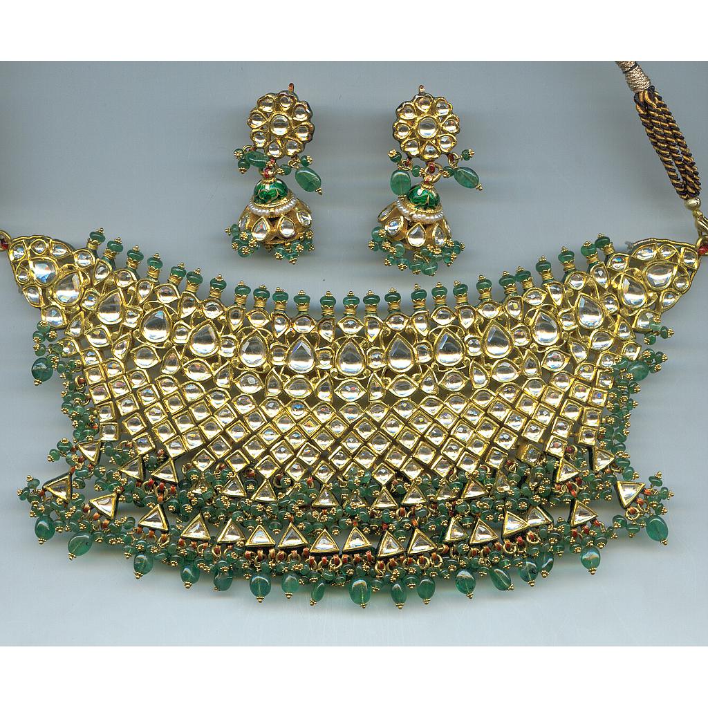 GOLD HALF SET ROUND KUNDAN EXCLUSIVE