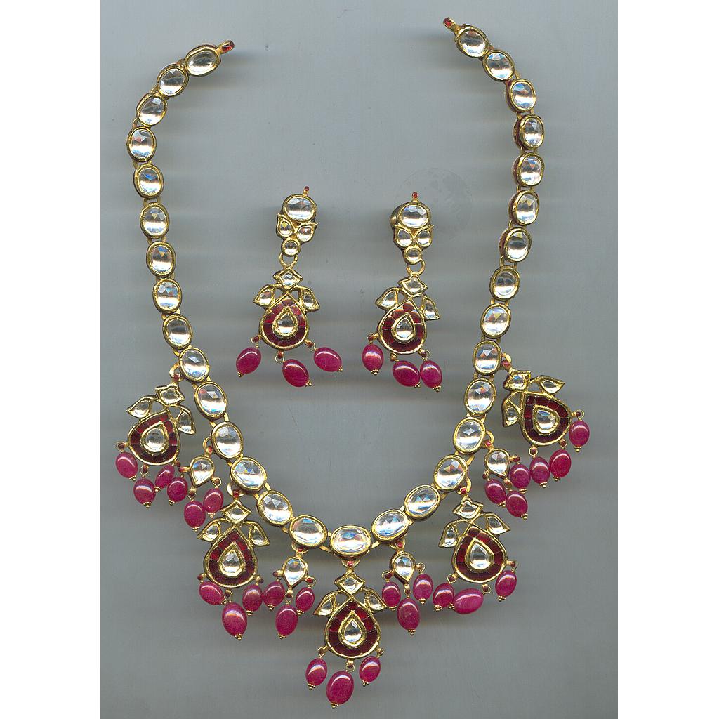 GOLD HALF SET ROUND KUNDAN EXCLUSIVE