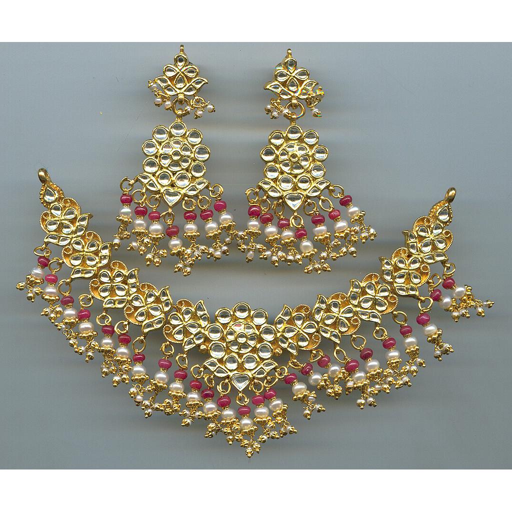 GOLD HALF SET ROUND KUNDAN EXCLUSIVE