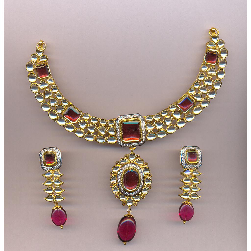 GOLD HALF SET ROUND KUNDAN FANCY