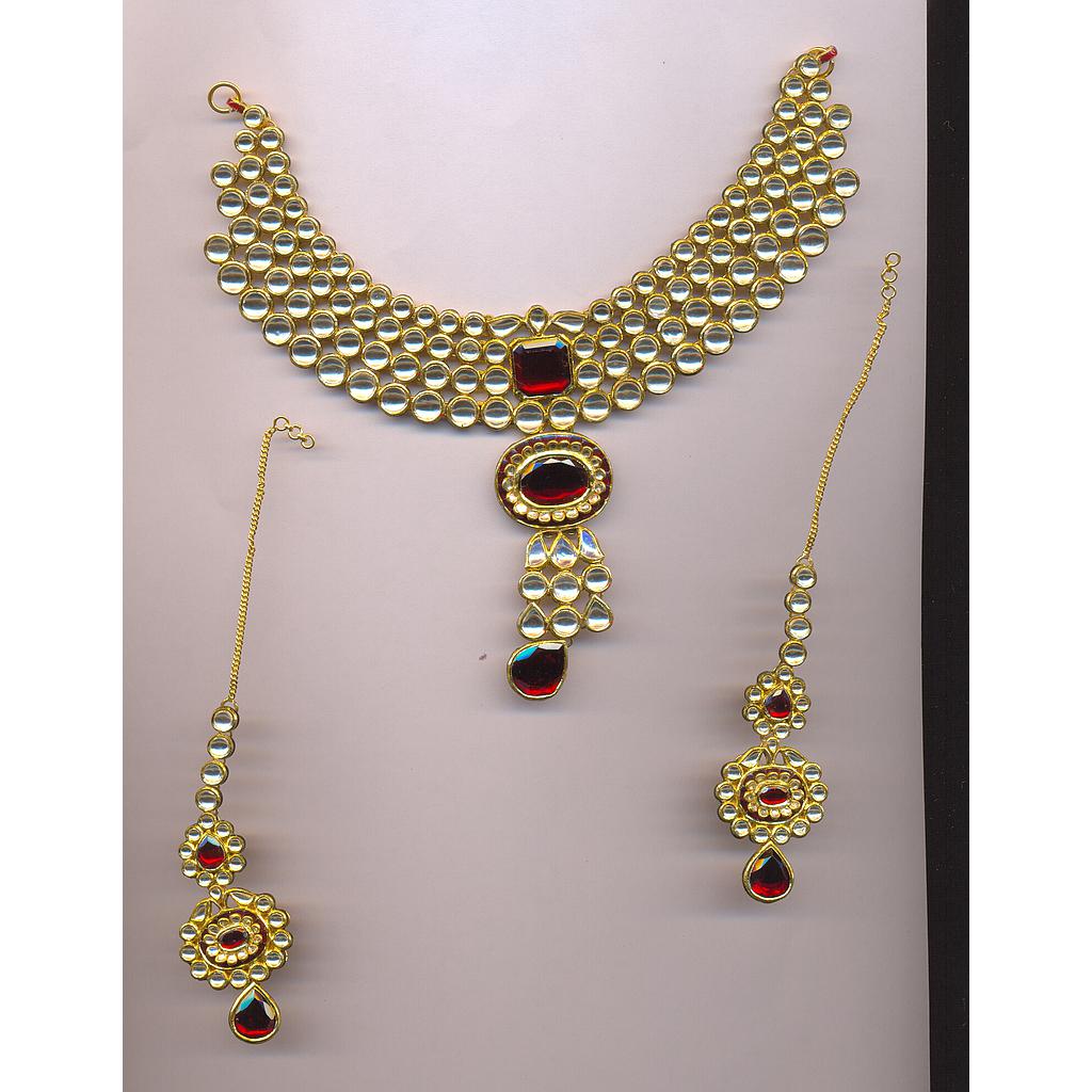 GOLD HALF SET ROUND KUNDAN FANCY