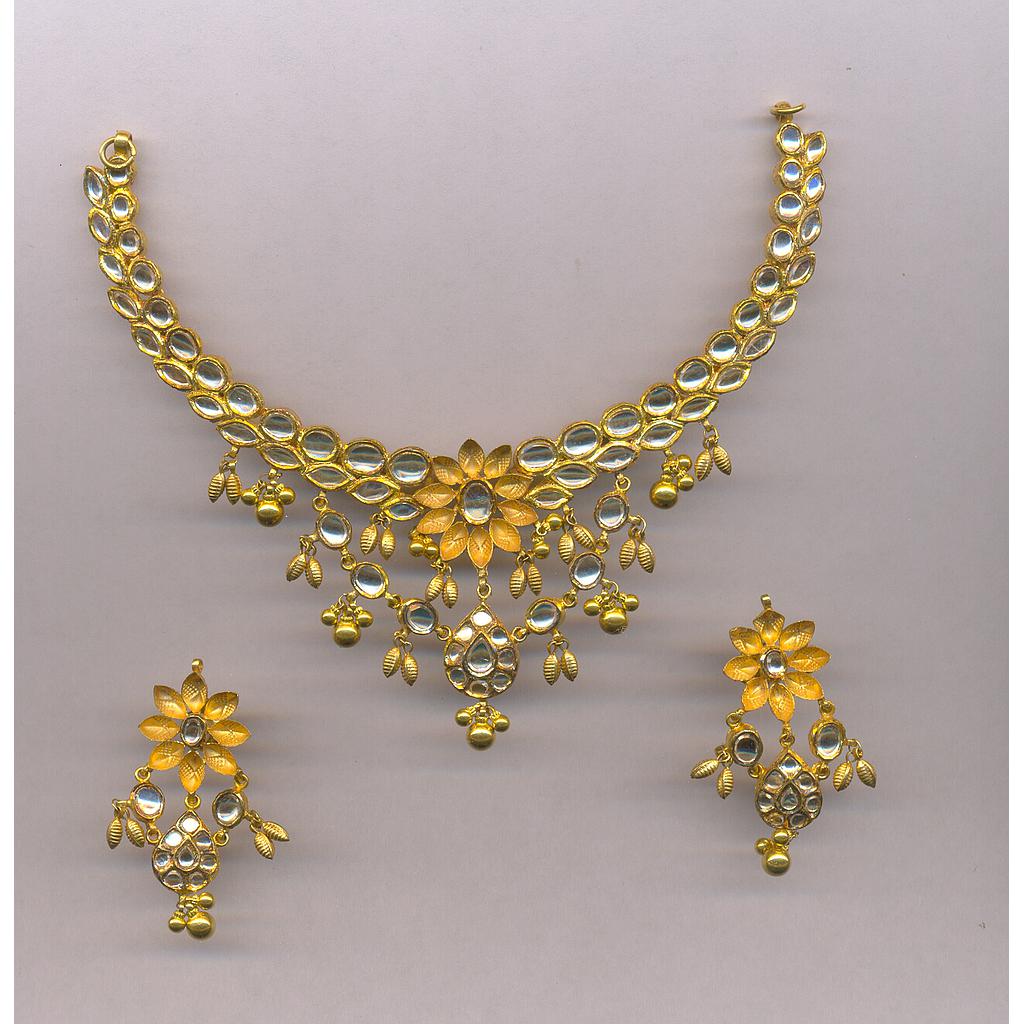 GOLD HALF SET ROUND KUNDAN FANCY