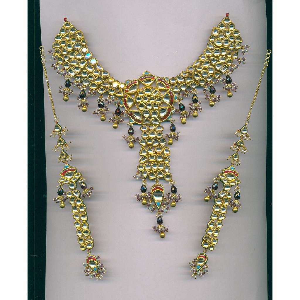GOLD HALF SET ROUND KUNDAN FANCY