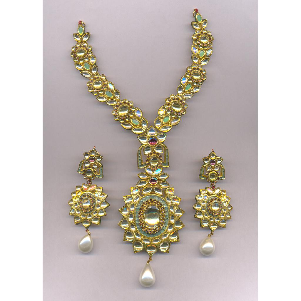 GOLD HALF SET ROUND KUNDAN FANCY