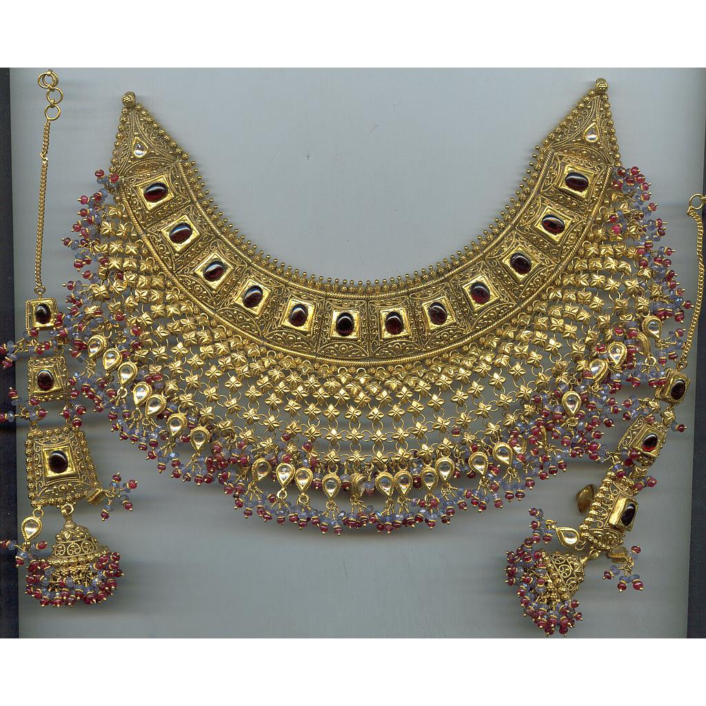 GOLD HALF SET ROUND KUNDAN FANCY