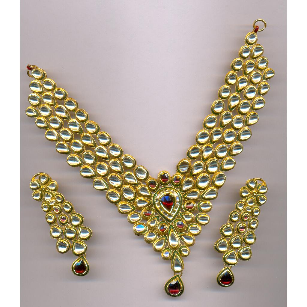 GOLD HALF SET ROUND KUNDAN FANCY