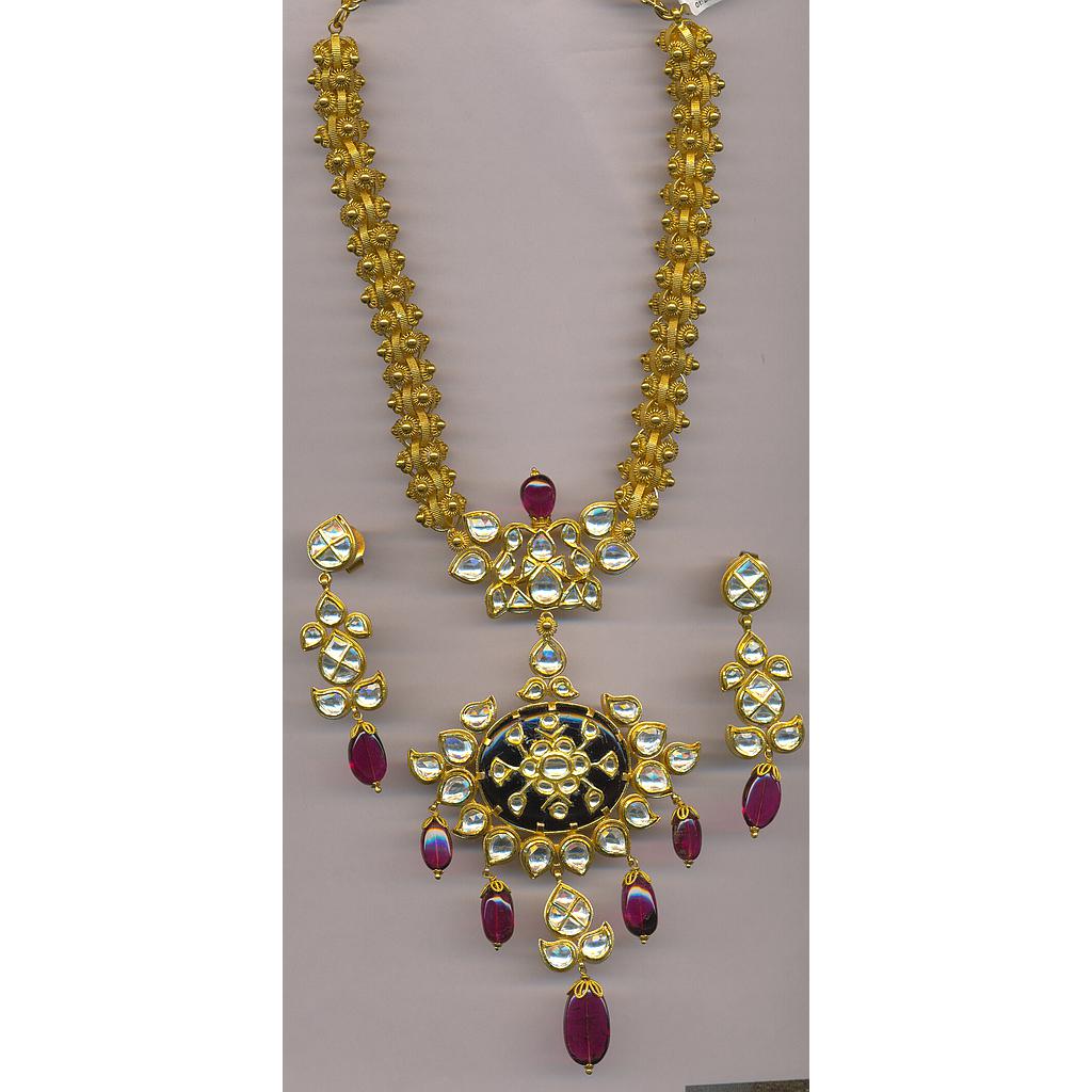 GOLD HALF SET ROUND KUNDAN FANCY