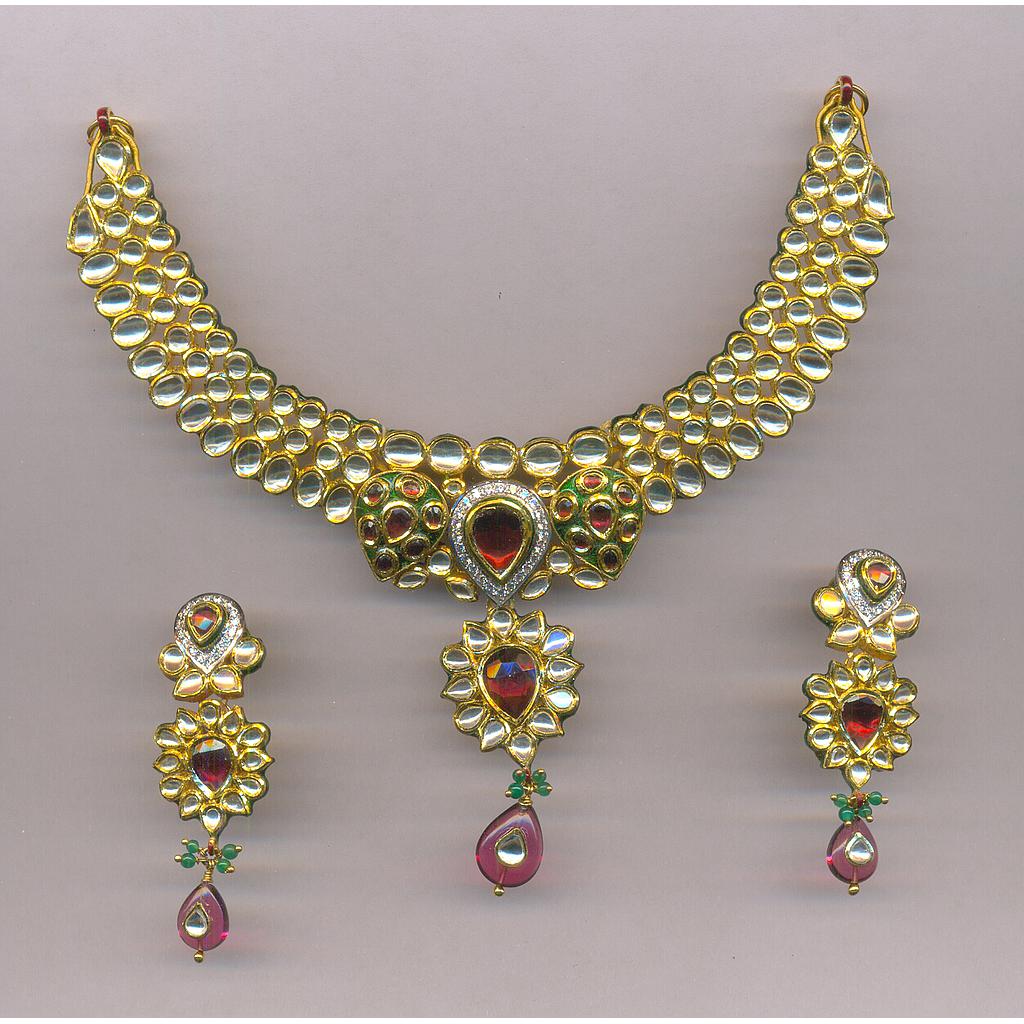GOLD HALF SET ROUND KUNDAN FANCY