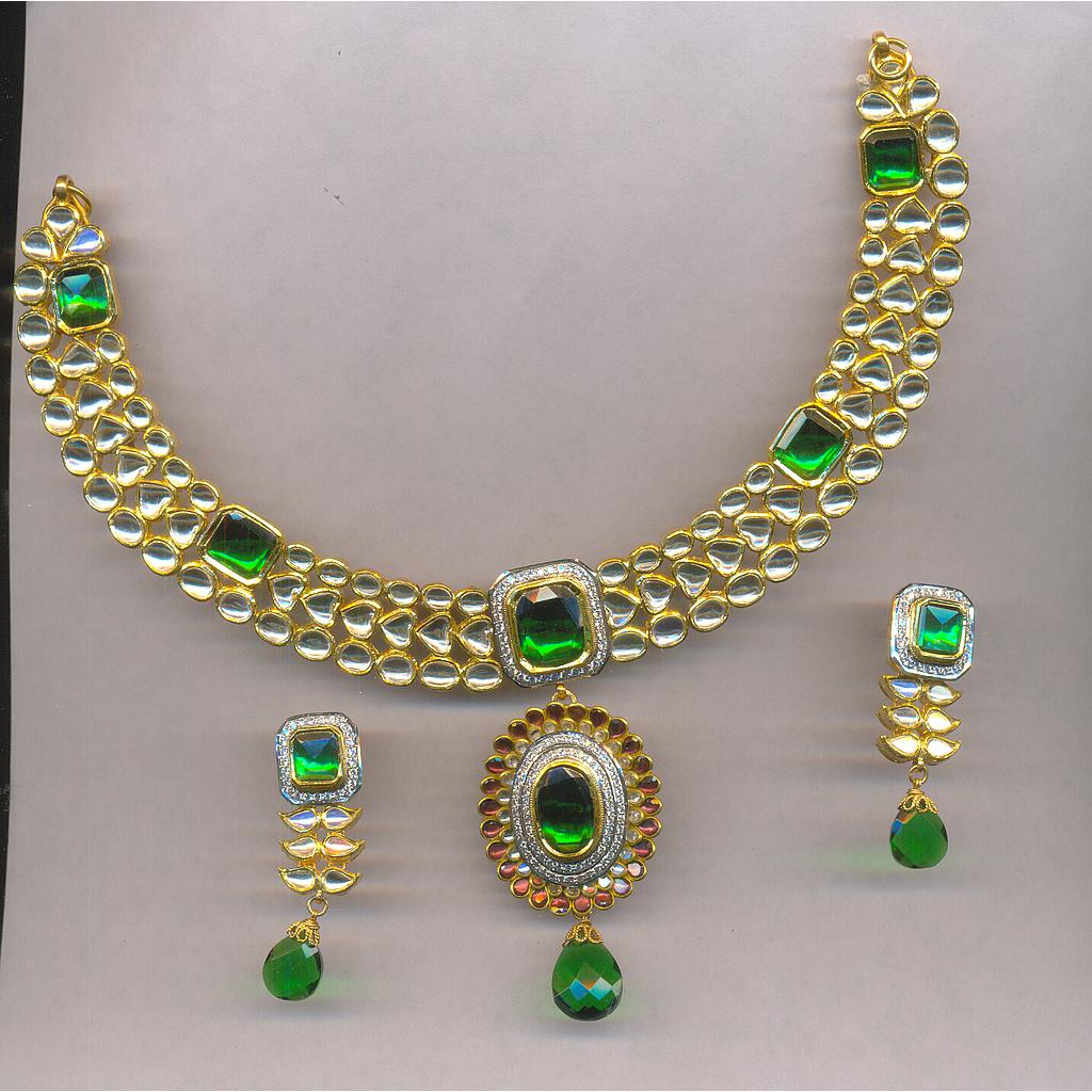 GOLD HALF SET ROUND KUNDAN FANCY