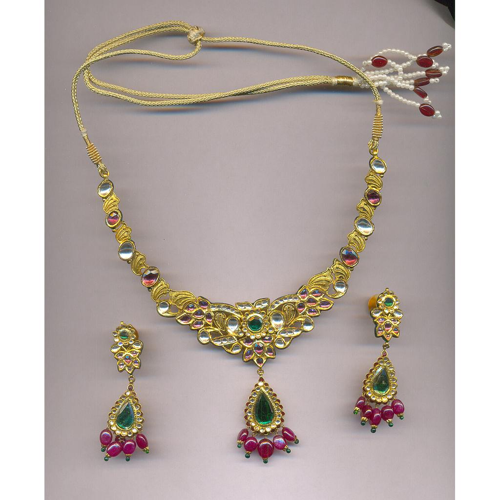 GOLD HALF SET ROUND KUNDAN FANCY