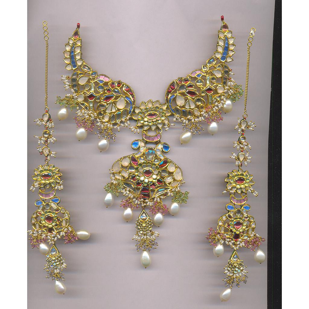 GOLD HALF SET ROUND KUNDAN FANCY