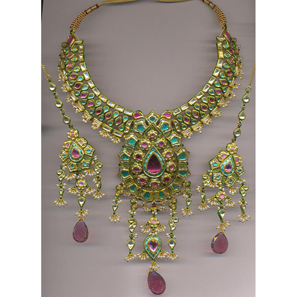 GOLD HALF SET ROUND KUNDAN FANCY