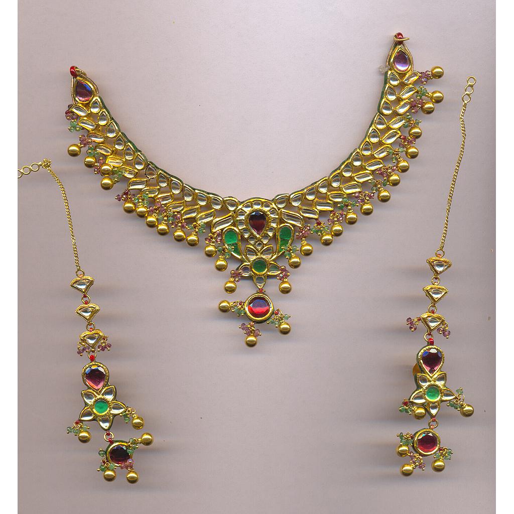 GOLD HALF SET ROUND KUNDAN FANCY