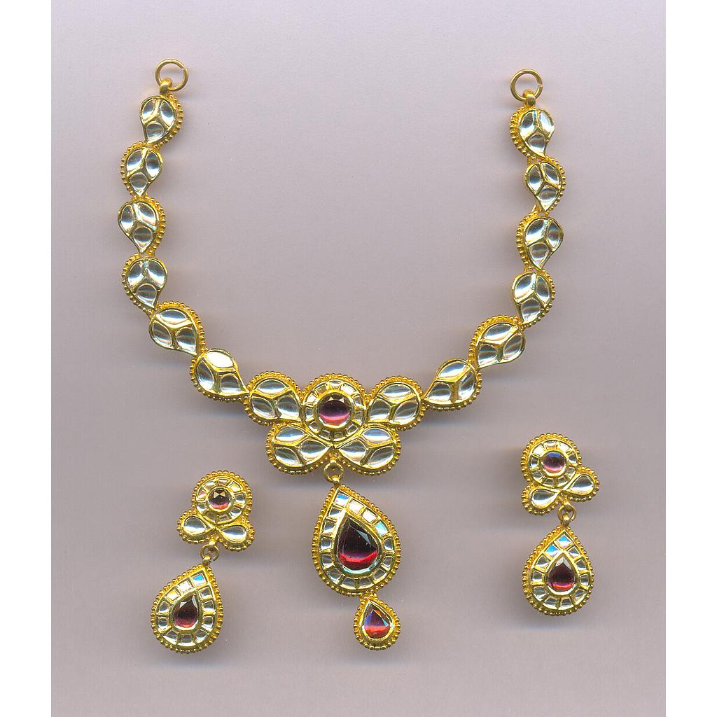 GOLD HALF SET ROUND KUNDAN FANCY