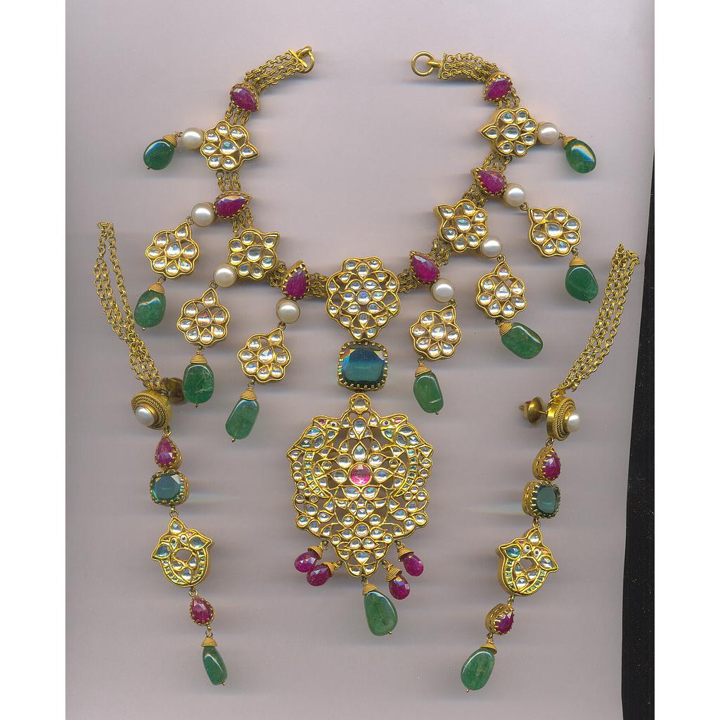 GOLD HALF SET ROUND KUNDAN FANCY