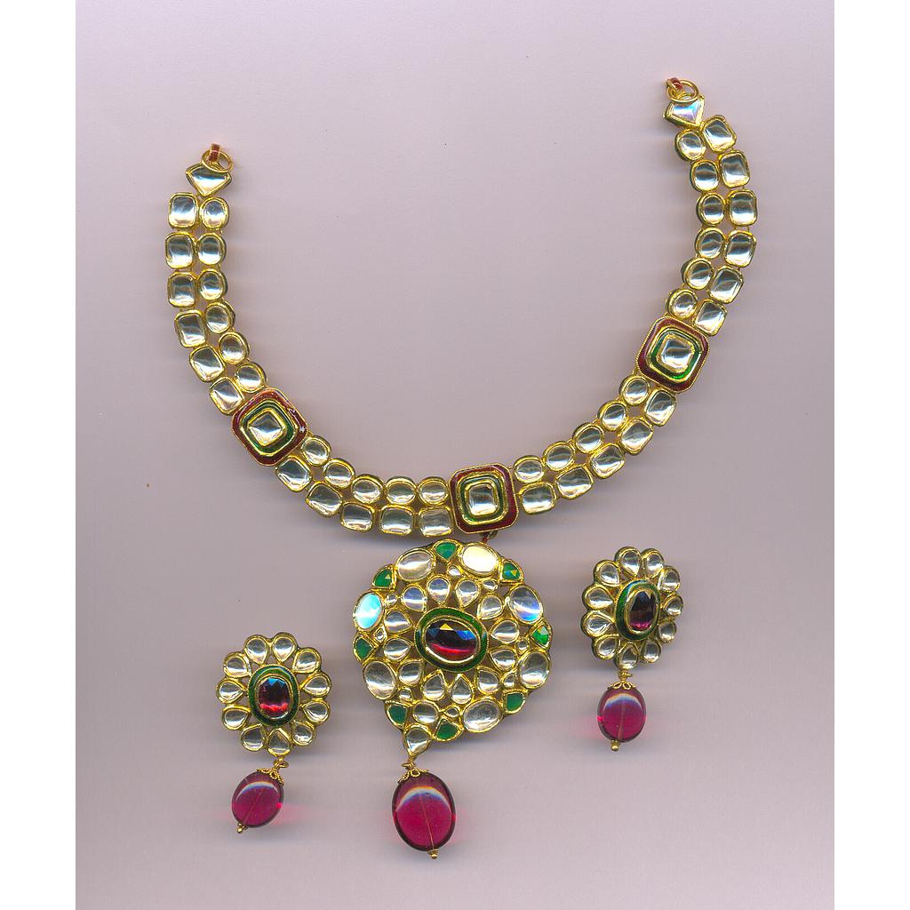 GOLD HALF SET ROUND KUNDAN FANCY