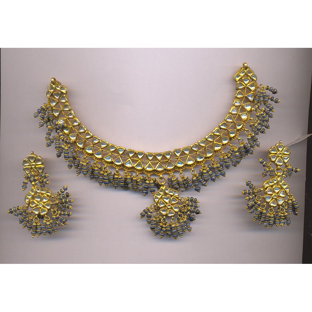 GOLD HALF SET ROUND KUNDAN FANCY