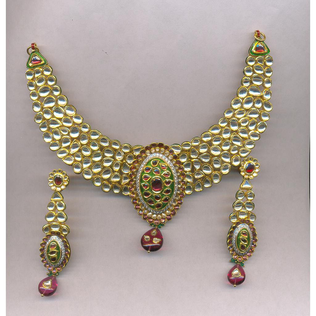 GOLD HALF SET ROUND KUNDAN FANCY