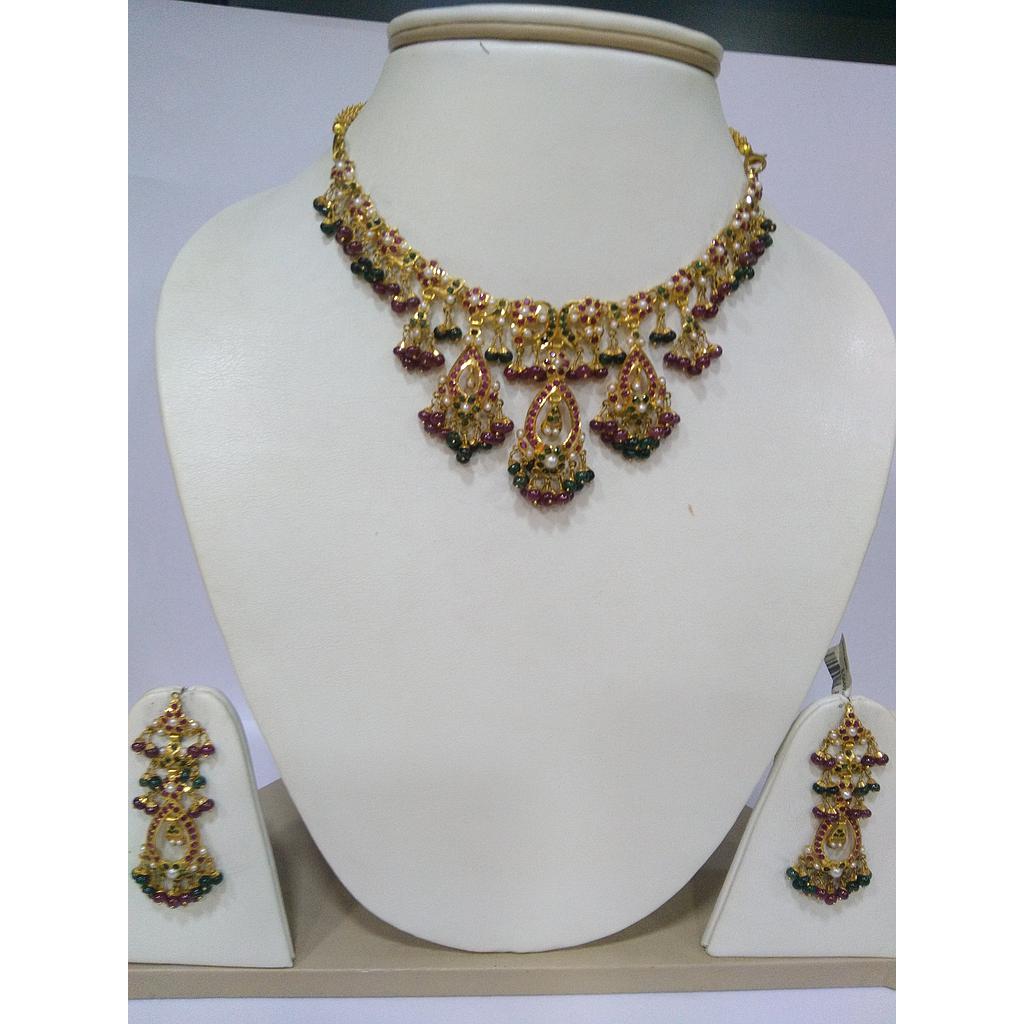 GOLD HALF SET ROUND REALSTONE FANCY